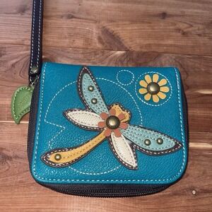Chala Zip Around Wallet, Dragonfly Blue Festival Boho Money ID Credit Cards